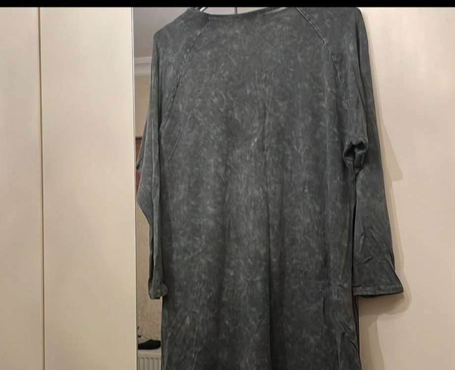 Gri Uzun Kollu Taşlı Rock Punk Kadın Gömlek - Görsel 2