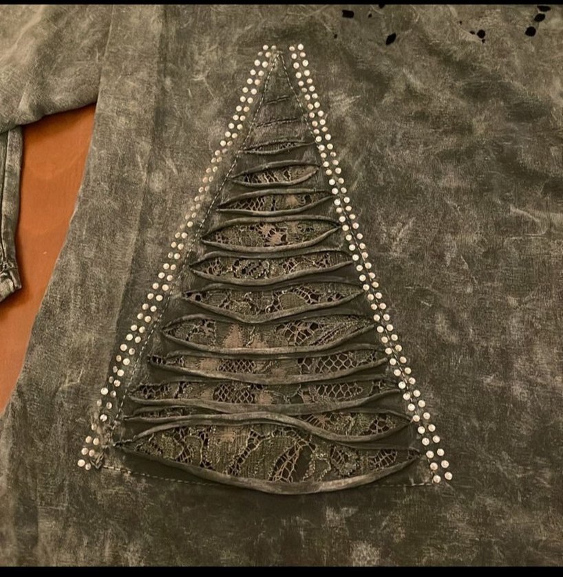 Gri Uzun Kollu Taşlı Rock Punk Kadın Gömlek - Görsel 4