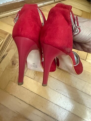 38 Beden kırmızı Renk BUTIGO Süet Stiletto