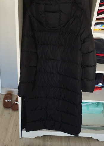 Siyah Uzun Fermuarlı Kadın Kışlık Mont - Görsel 6