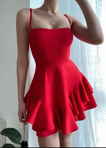 Prenses model kırmızı elbise