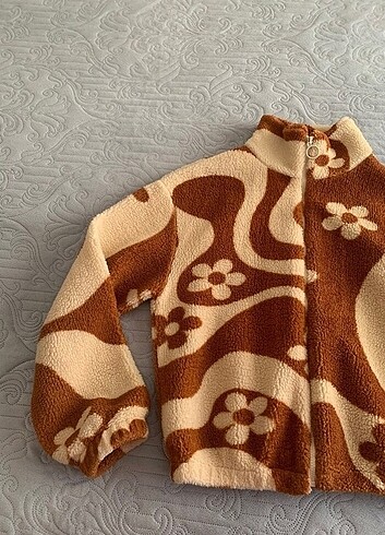 s Beden camel Renk Papatyali peluş hırka
