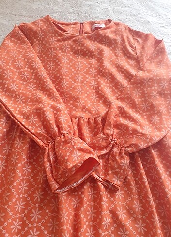 40 Beden turuncu Renk Tesettur elbise 
