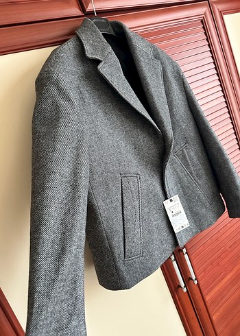 m Beden gri Renk Zara dokulu kısa kaban