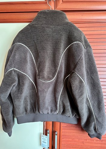 Zara konstrast kenarlı suni yünlü ceket - Görsel 9