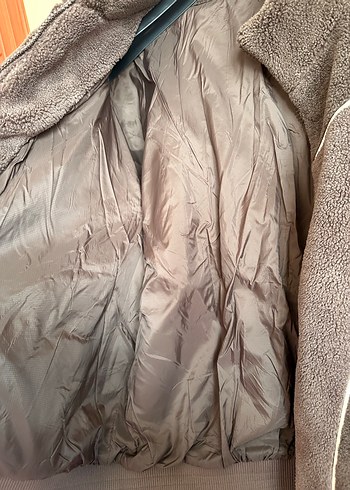 Zara konstrast kenarlı suni yünlü ceket - Görsel 11