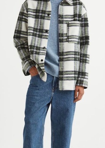 H&M Erkek Gri Kareli Düğmeli  Gömlek ceket - Görsel 2