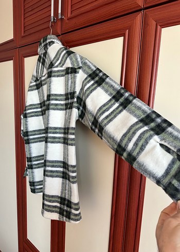 H&M Erkek Gri Kareli Düğmeli  Gömlek ceket - Görsel 8