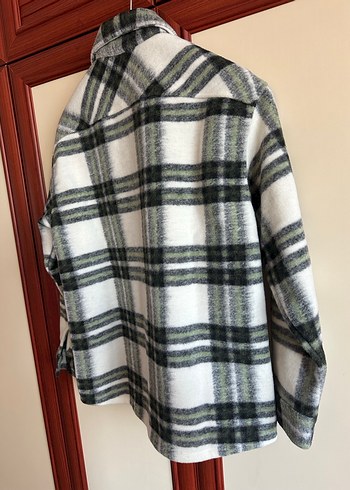H&M Erkek Gri Kareli Düğmeli  Gömlek ceket - Görsel 7