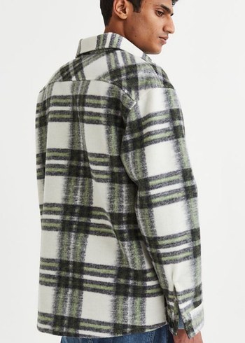 H&M Erkek Gri Kareli Düğmeli  Gömlek ceket - Görsel 3