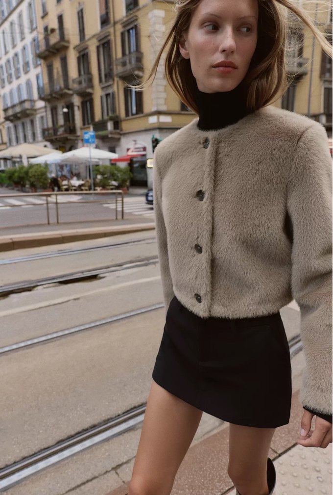 Zara Kısa Suni Kürk Ceket - Görsel 3