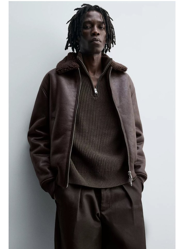 Zara Çift yüzlü Suni Deri Erkek Ceket - Görsel 3