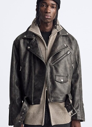 ZARA suni deri biker ceket 