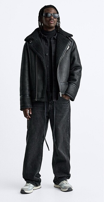 Zara suni kurklu Biker mont