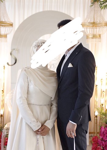 Modern Klasik Beyaz Uzun Drape Detaylı Gelinlik