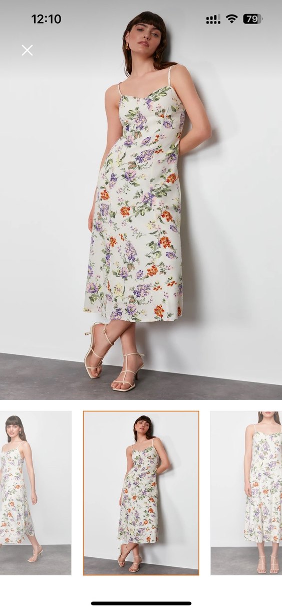 Dantel Detaylı Beyaz Çiçekli Uzun Midi Etek - Görsel 2