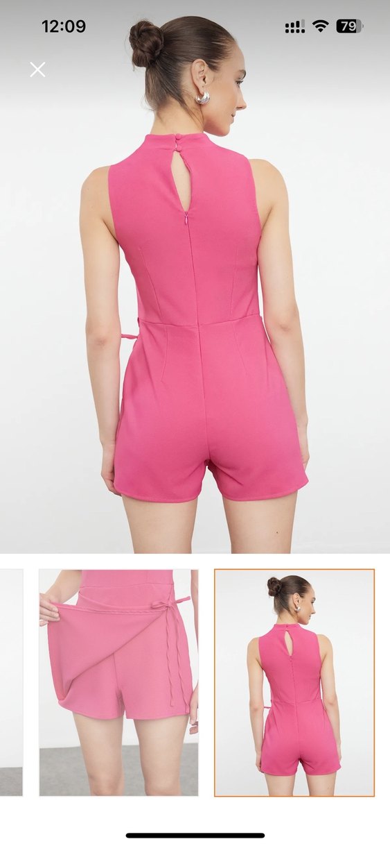 Pembe Yüksek Yakalı Mini Elbise - Görsel 4