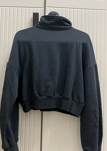 Fermuarlı Siyah Yüksek Yaka Kadın Sweatshirt - Görsel 3