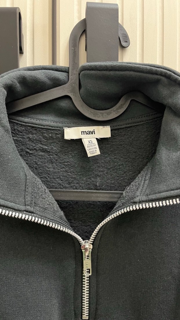 Fermuarlı Siyah Yüksek Yaka Kadın Sweatshirt - Görsel 2