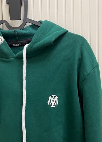 Uzun Kollu Yeşil Kapüşonlu Sweatshirt - Görsel 3