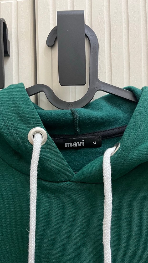 Uzun Kollu Yeşil Kapüşonlu Sweatshirt - Görsel 2