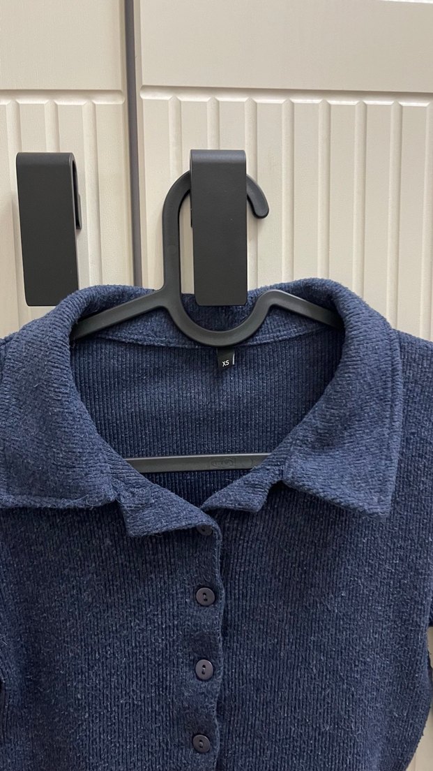 Düğmeli Mavi Kadın Yün Kazak - Görsel 2