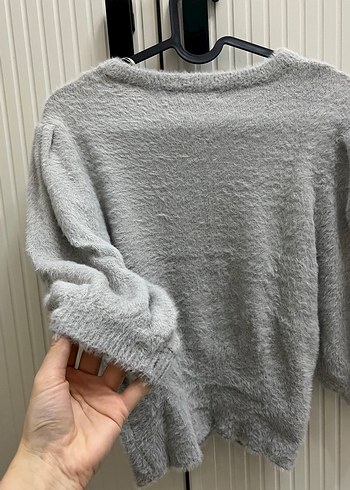 Gri Kadın Triko Yuvarlak Yaka Kazak - Görsel 4