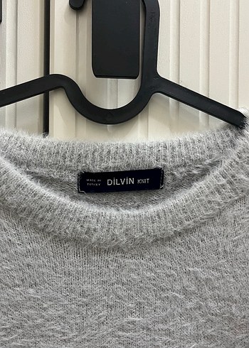Gri Kadın Triko Yuvarlak Yaka Kazak - Görsel 2