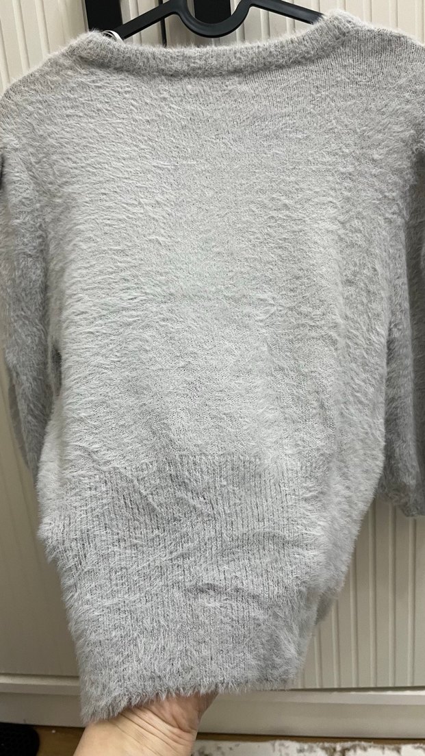 Gri Kadın Triko Yuvarlak Yaka Kazak - Görsel 5