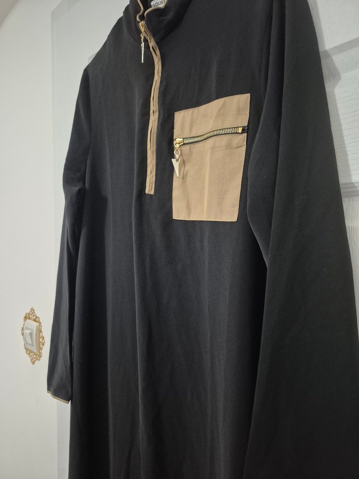 Cep Detaylı Siyah Uzun Elbise - Görsel 3