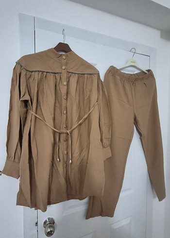 Bej Kemerli Uzun Kadın Takım - Görsel 6