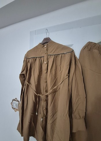 Bej Kemerli Uzun Kadın Takım - Görsel 4