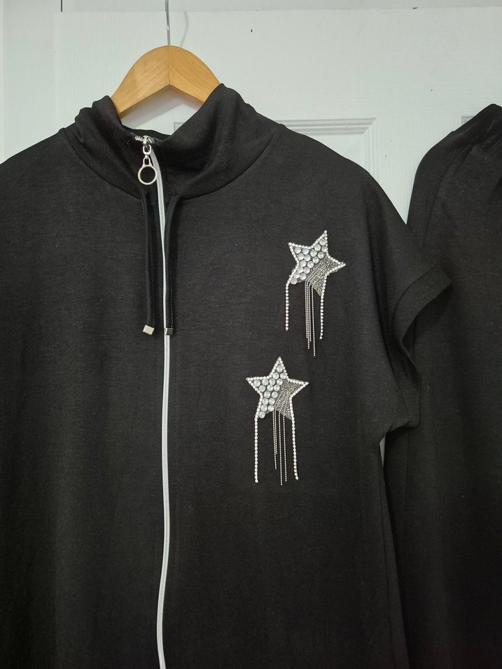 Kadın Siyah Nakışlı Fermuarlı Eşofman Takımı - Görsel 2