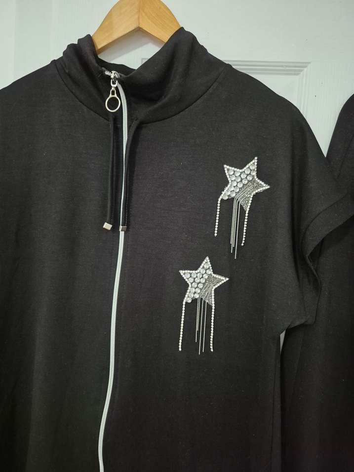 Kadın Siyah Nakışlı Fermuarlı Eşofman Takımı - Görsel 3