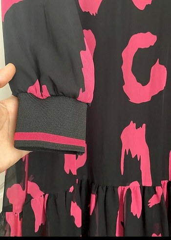 Fuşya tesettür şifon elbıse - Görsel 5