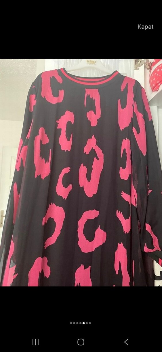 Fuşya tesettür şifon elbıse - Görsel 4