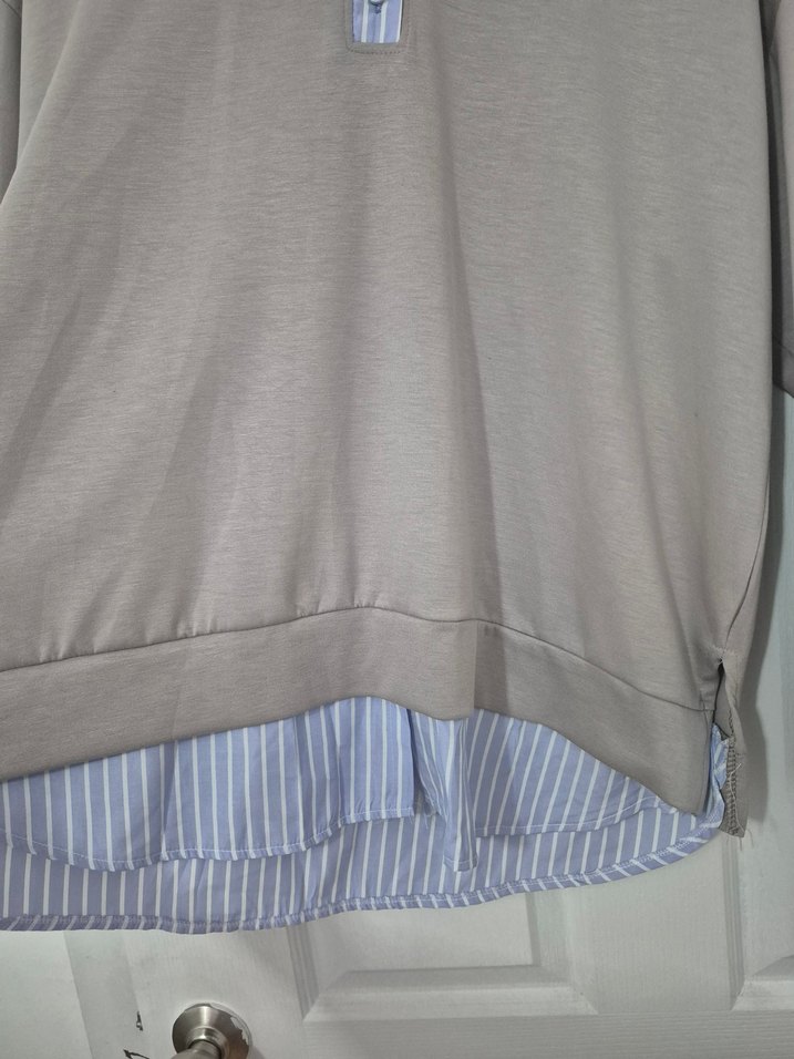 Bej Pamuklu Düğmeli Kadın Sweatshirt - Görsel 4