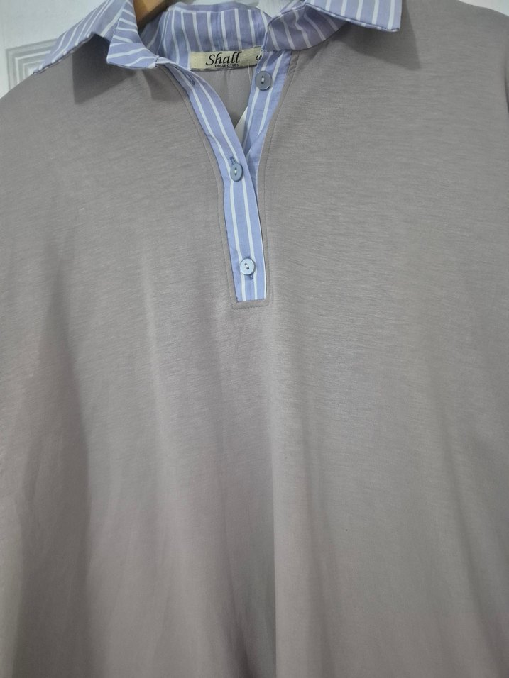 Bej Pamuklu Düğmeli Kadın Sweatshirt - Görsel 3