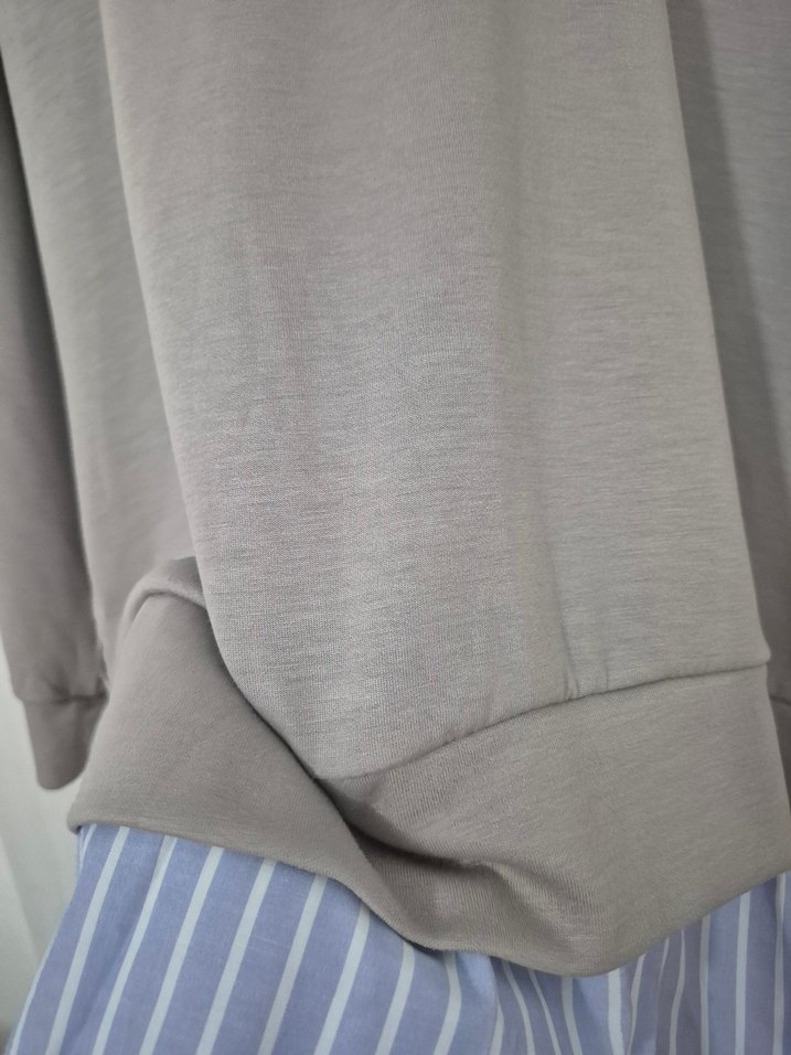 Bej Pamuklu Düğmeli Kadın Sweatshirt - Görsel 5