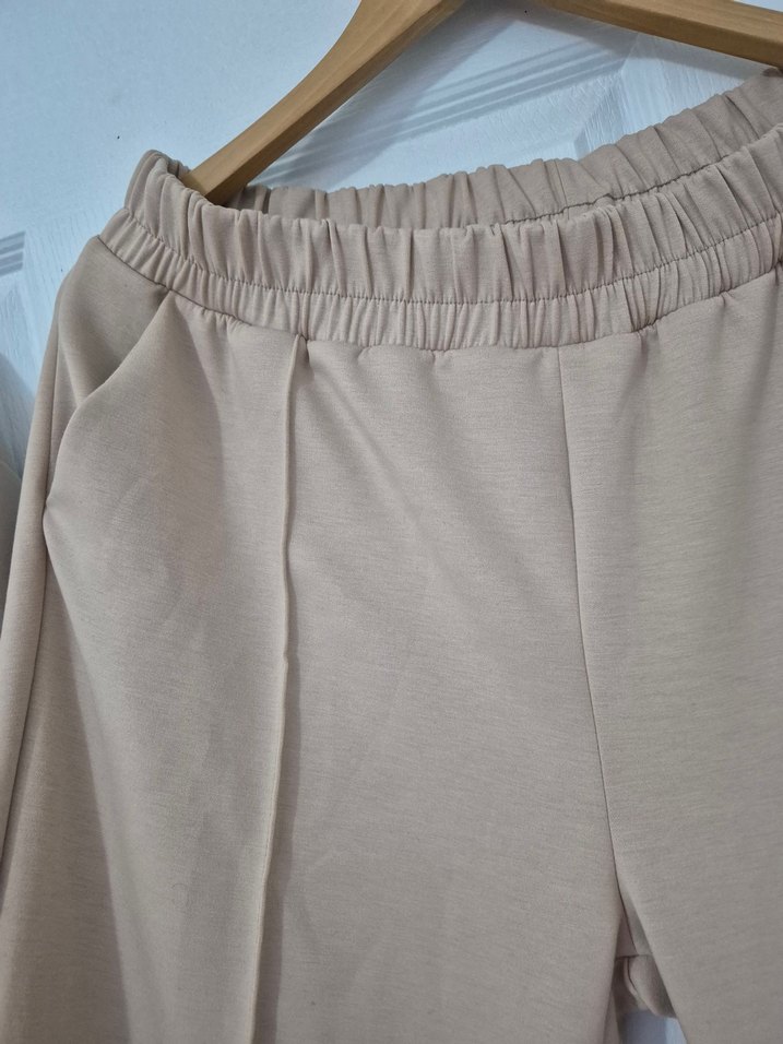 Bej Kadın Keten Takım, Fermuarlı, Regular Fit - Görsel 5