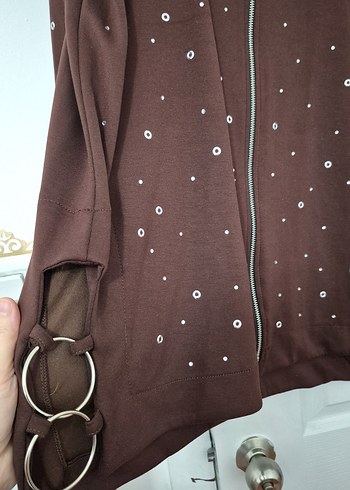 Kahverengi Uzun Kollu Düğmeli Kadın Takım - Görsel 6