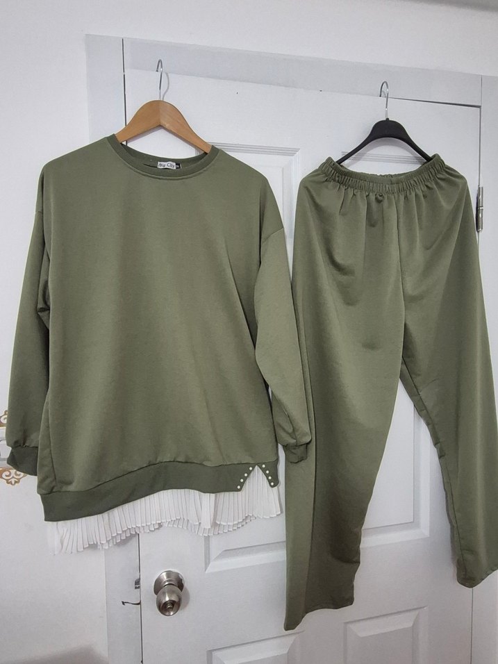 Kadın Haki Uzun Kollu Salaş Takım - Görsel 2