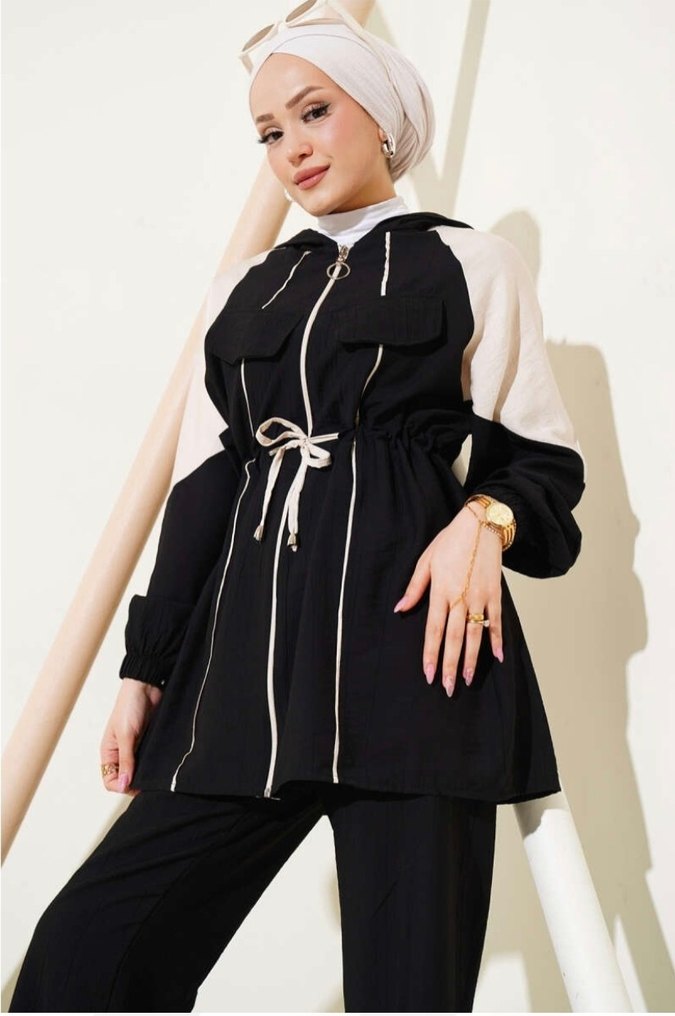 Siyah tesettür Kadın Eşofman Takımı - Görsel 5