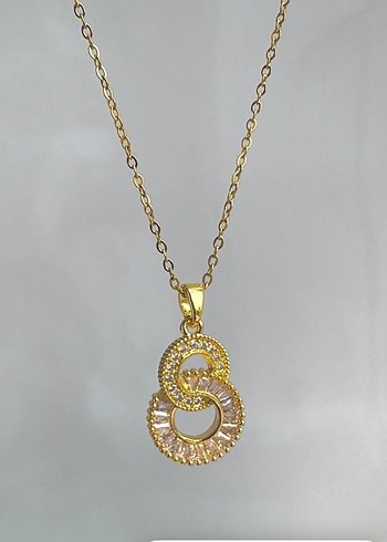 Altın Renkli zirkon spiral Kolye - Görsel 2