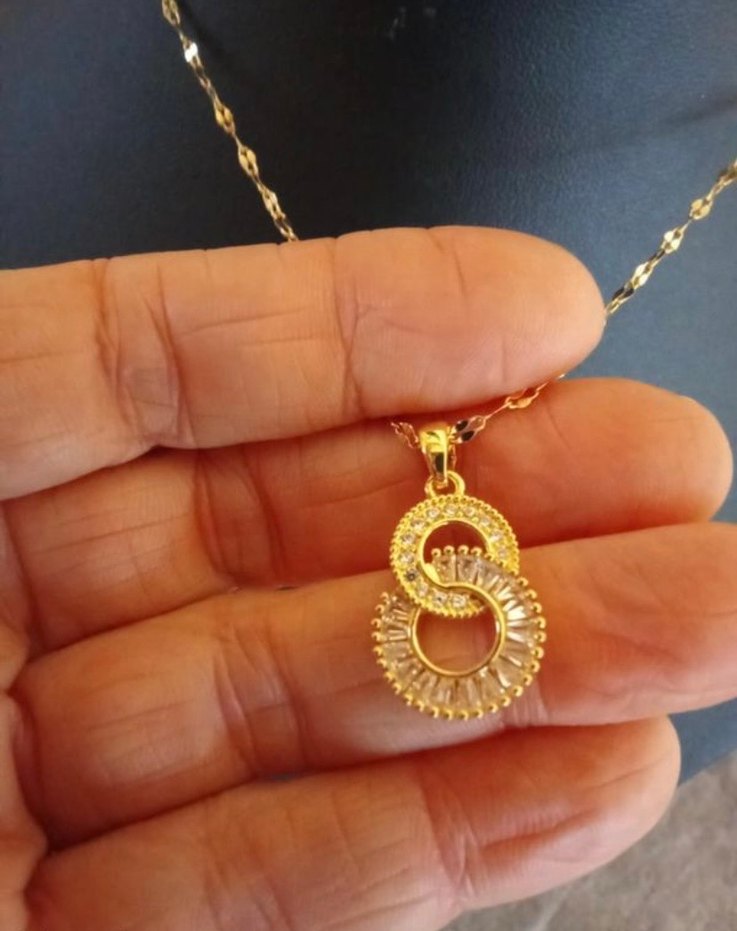 Altın Renkli zirkon spiral Kolye - Görsel 3