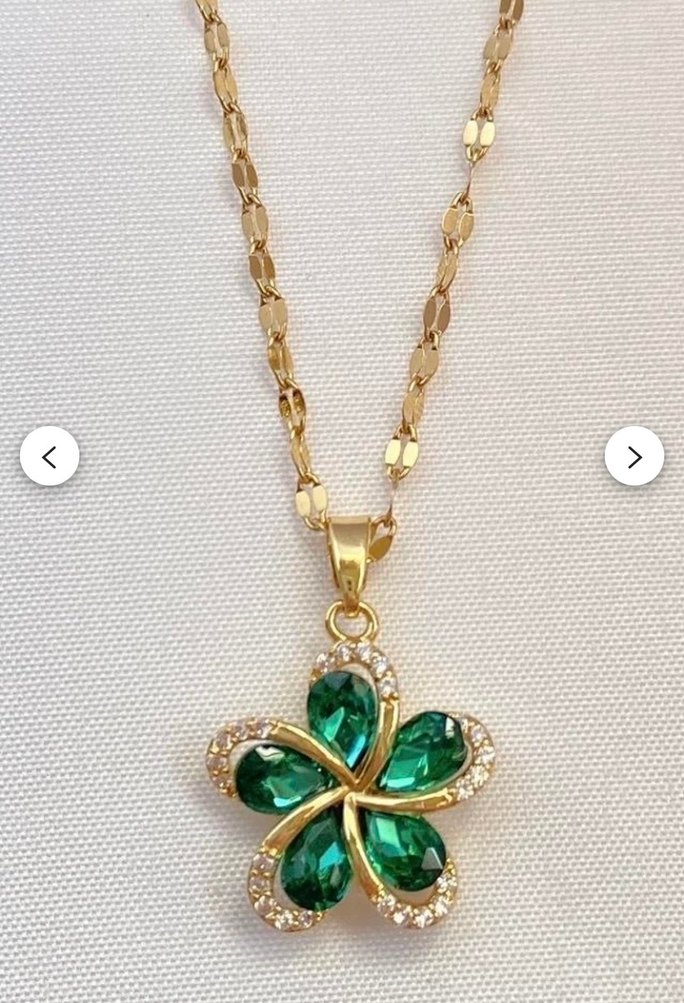 Çiçek Desenli Uzun Altın Zincir Kolye - Görsel 4