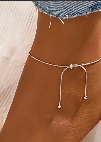 Bej Minimalist Zincir Detaylı Halhal