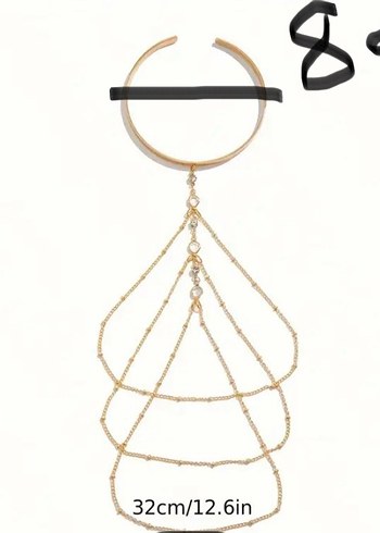 Parlak Zincir Detaylı Bohem Kadın El Zinciri - Görsel 2