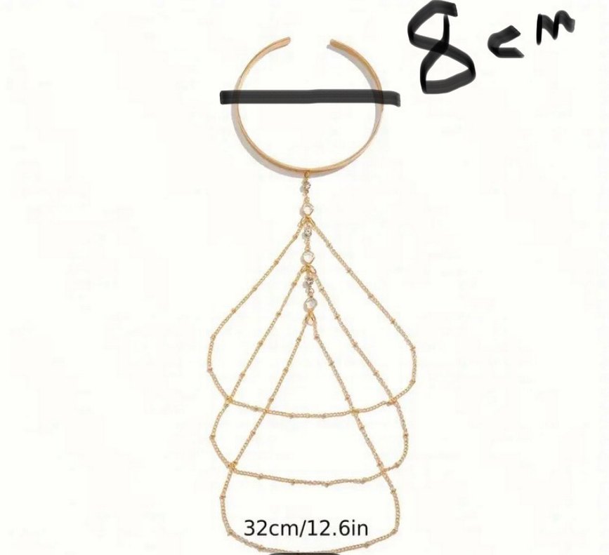 Parlak Zincir Detaylı Bohem Kadın El Zinciri - Görsel 2