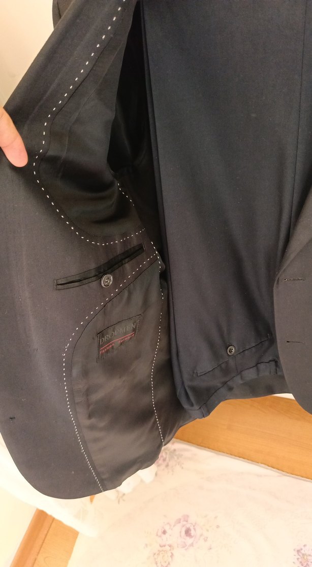 Siyah Düğmeli Erkek Takım Elbise Ceket ve Pantolon - Görsel 2